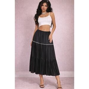 Y2K My Michelle Black Tiered Midi Skirt Fairy Grunge Whimsigoth Size M